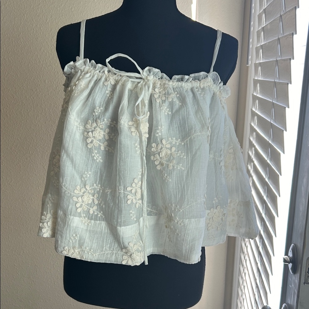 White Embroidered Women's Top. Whimsy.